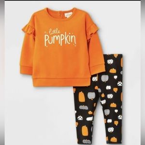 Cat & Jack Little Pumpkin two piece Halloween outfit 6-9M NWT